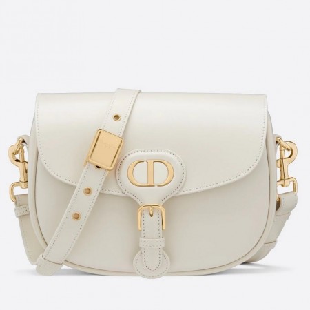 Dior Medium Bobby Bag In White Calfskin