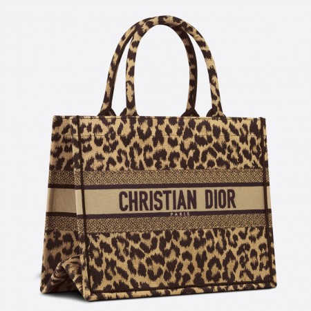 Dior Medium Book Tote In Beige Multicolor Mizza Embroidery