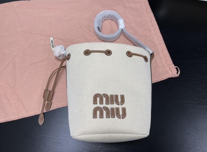 Miumiu canvas punch rope bucket bag