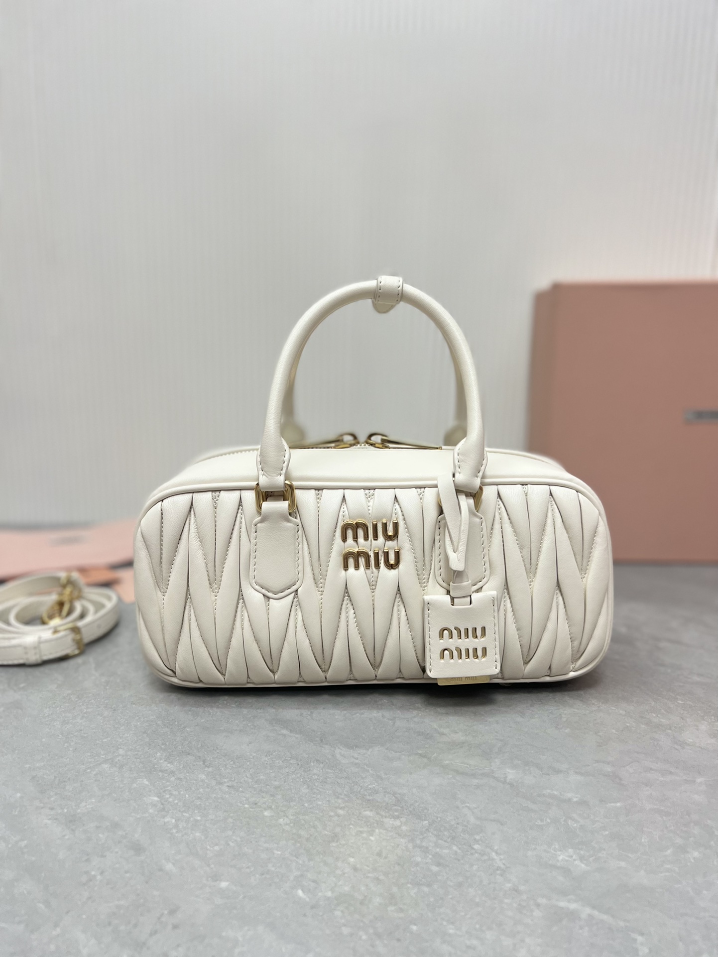 MiuMiu New Bowling Handbags Replica white color