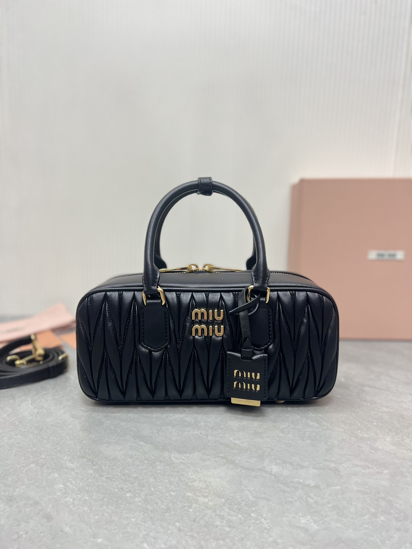 MiuMiu new bowling handbags replica black color