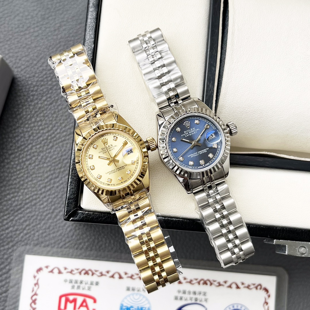 Replica Rolex Watches 1224 Silver Strap with Silver Frame-Blue Dial