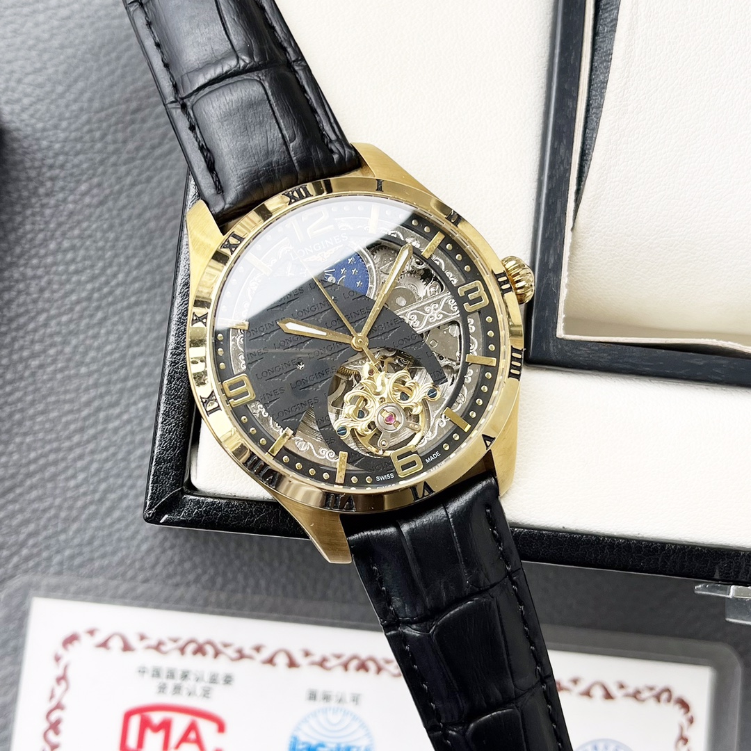 Replica Longines Watch 1454 Gold Frame-Black Dial